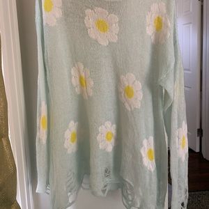 Wildfox light blue ripped sweater